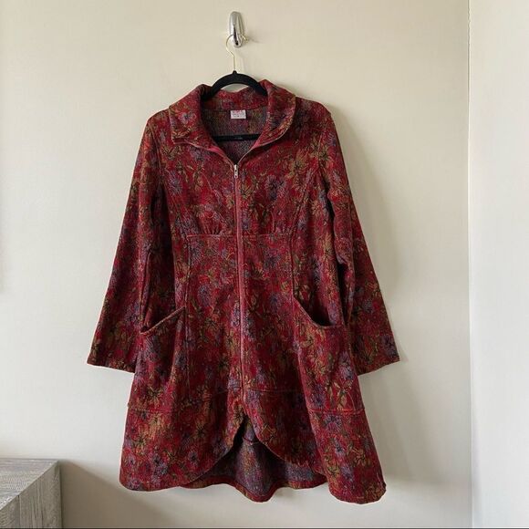 C.M.C (Colour Me Cotton) Boho Double Pocket Tapestry Swing High Low Jacket - Picture 5 of 15